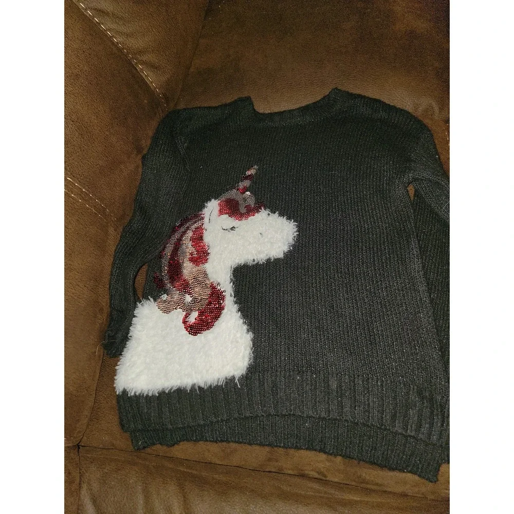 Justice unicorn holiday Christmas sweater and pants size 8‎